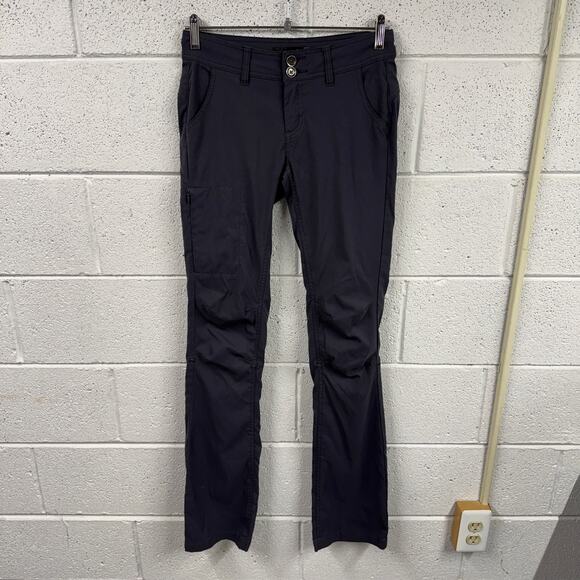 prAna Womens 0 Stretch Zion Halle Pants Low Rise Bootcut Roll Tab Outdoor Coal - Picture 1 of 14